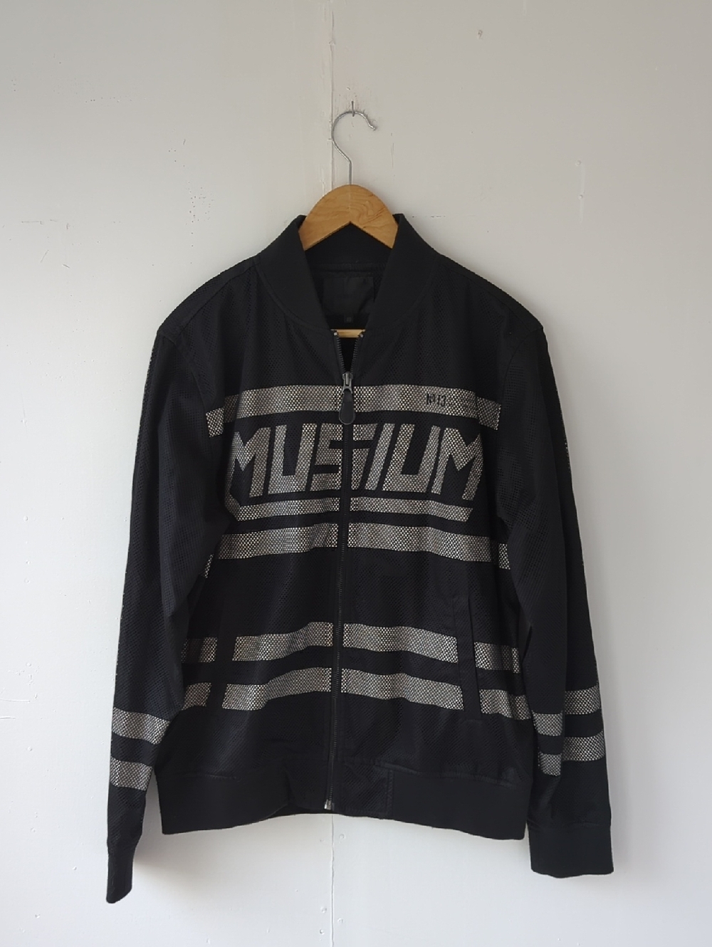 Musium Div. I.T Group Mesh Overlay Black Zip-Up Jacket Size 48 Men's Medium